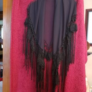 Black, fringed shawl